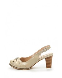 Светло-коричневые кожаные босоножки на каблуке от Ascalini