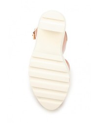 Светло-коричневые кожаные босоножки на каблуке от Fersini