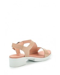 Светло-коричневые кожаные босоножки на каблуке от Mabu