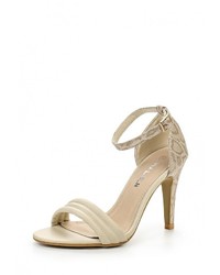 Светло-коричневые кожаные босоножки на каблуке от Malien