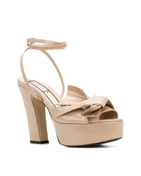 Светло-коричневые кожаные босоножки на каблуке от N°21