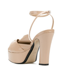 Светло-коричневые кожаные босоножки на каблуке от N°21