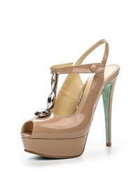 Светло-коричневые кожаные босоножки на каблуке от Nando Muzi