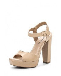 Светло-коричневые кожаные босоножки на каблуке от Ramarim