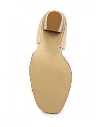 Светло-коричневые кожаные босоножки на каблуке от Spot On