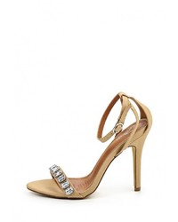 Светло-коричневые кожаные босоножки на каблуке от Spurr