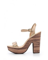 Светло-коричневые кожаные босоножки на каблуке от Vizzano