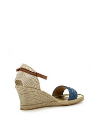 Светло-коричневые кожаные босоножки на танкетке от El Tempo