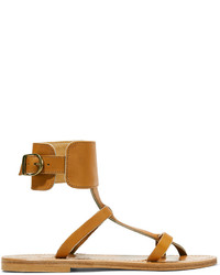 Женские светло-коричневые кожаные босоножки от K Jacques St Tropez