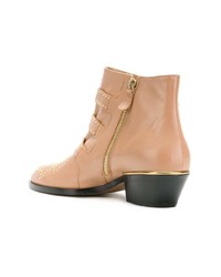 Светло-коричневые кожаные ботильоны от Chloé