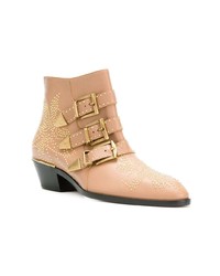 Светло-коричневые кожаные ботильоны от Chloé