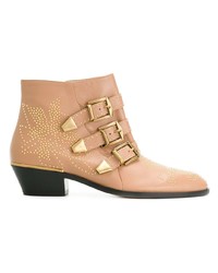 Светло-коричневые кожаные ботильоны от Chloé