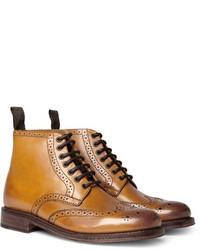 Светло-коричневые кожаные ботинки броги от Grenson
