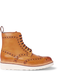Светло-коричневые кожаные ботинки броги от Grenson