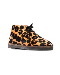 Женские светло-коричневые кожаные ботинки на шнуровке с леопардовым принтом от Golden Goose Deluxe Brand