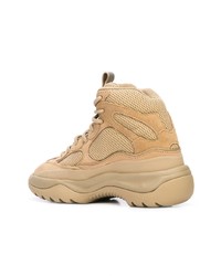 Женские светло-коричневые кожаные ботинки на шнуровке от Yeezy