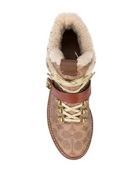 Женские светло-коричневые кожаные ботинки на шнуровке от Coach