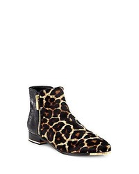 Светло-коричневые кожаные ботинки с леопардовым принтом