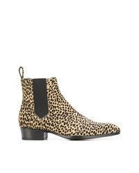 Светло-коричневые кожаные ботинки челси с леопардовым принтом