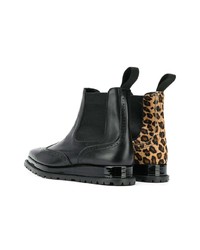 Женские светло-коричневые кожаные ботинки челси с леопардовым принтом от Sacai