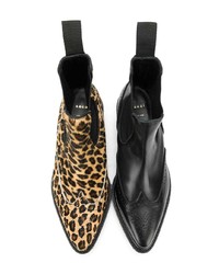 Женские светло-коричневые кожаные ботинки челси с леопардовым принтом от Sacai