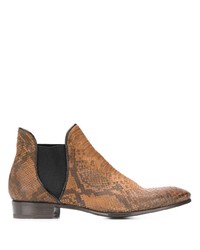 Мужские светло-коричневые кожаные ботинки челси со змеиным рисунком от Lidfort