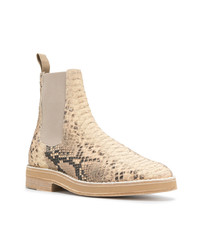 Мужские светло-коричневые кожаные ботинки челси со змеиным рисунком от Yeezy