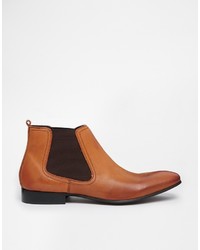 Мужские светло-коричневые кожаные ботинки челси от Asos