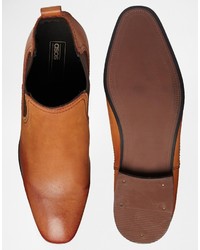 Мужские светло-коричневые кожаные ботинки челси от Asos