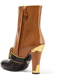 Женские светло-коричневые кожаные ботинки от Prada