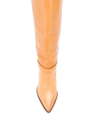 Светло-коричневые кожаные ботфорты от Isabel Marant