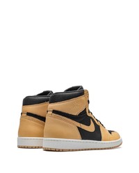 Мужские светло-коричневые кожаные высокие кеды от Jordan