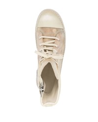 Мужские светло-коричневые кожаные высокие кеды от Rick Owens