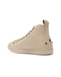 Мужские светло-коричневые кожаные высокие кеды от Jimmy Choo