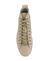 Мужские светло-коричневые кожаные высокие кеды от Jimmy Choo