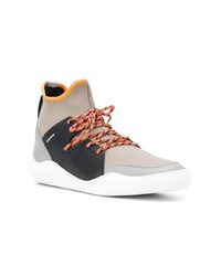 Мужские светло-коричневые кожаные высокие кеды от Lanvin