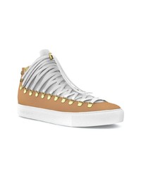 Женские светло-коричневые кожаные высокие кеды от Swear