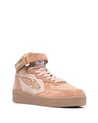 Мужские светло-коричневые кожаные высокие кеды от Enterprise Japan