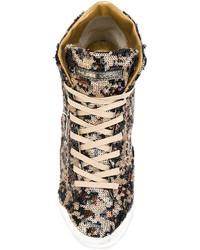 Женские светло-коричневые кожаные высокие кеды от Philippe Model