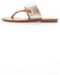 Светло-коричневые кожаные вьетнамки от Soludos