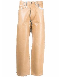 Светло-коричневые кожаные джинсы