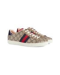 Женские светло-коричневые кожаные низкие кеды от Gucci