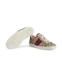 Женские светло-коричневые кожаные низкие кеды от Gucci