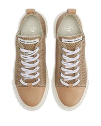 Мужские светло-коричневые кожаные низкие кеды от Giuseppe Zanotti