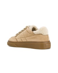 Женские светло-коричневые кожаные низкие кеды от Hogan