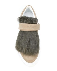 Женские светло-коричневые кожаные низкие кеды от Moncler