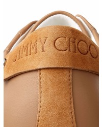 Мужские светло-коричневые кожаные низкие кеды от Jimmy Choo