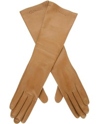 Женские светло-коричневые кожаные перчатки от Giorgio Armani