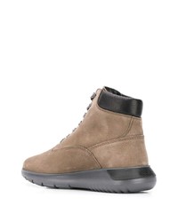 Мужские светло-коричневые кожаные рабочие ботинки от Hogan