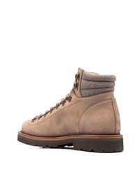 Мужские светло-коричневые кожаные рабочие ботинки от Brunello Cucinelli